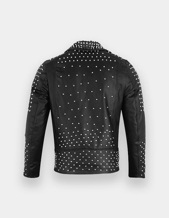 Men's Studded Black Leather Jacket, Men Spikes and Studs jacket, Men fashion wear jacket, Punk Party